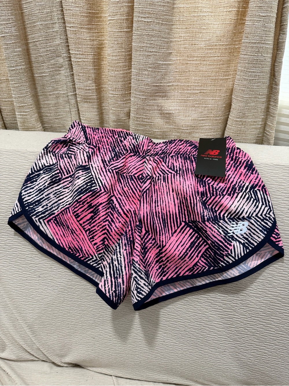 New Balance Pink & Navy Abstract Print Women's Athletic Shorts
